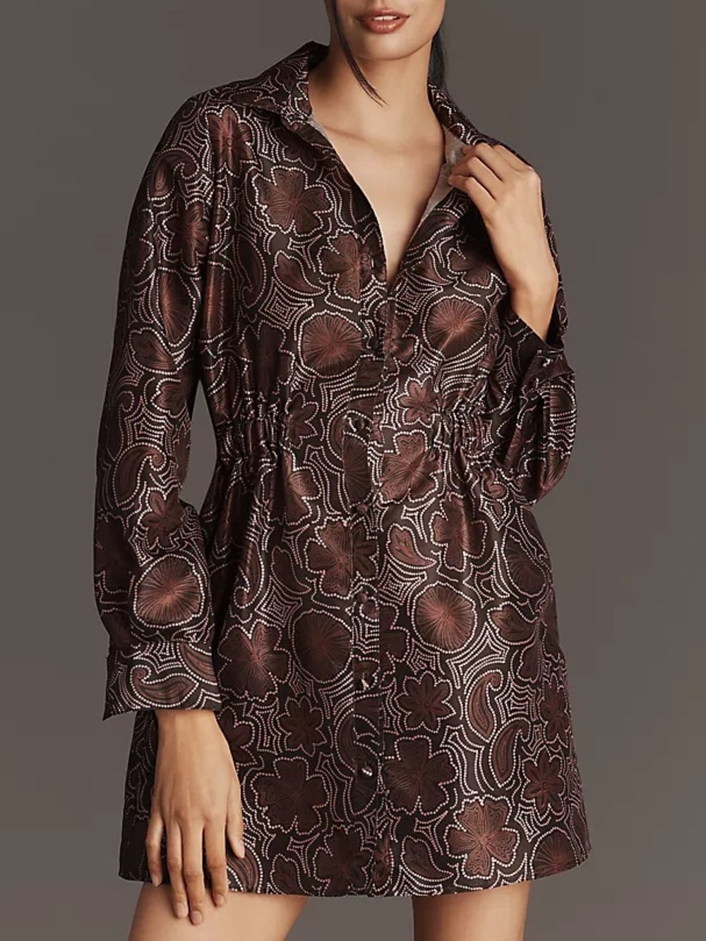 $246 NWT Hutch “Anja” Floral Print Mini Shirt Dress in Black/Multi Sz Small